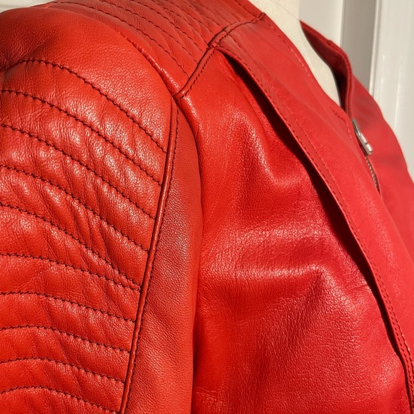 Beautiful Orange Danier Leather Moto style jacket - Picture 2 of 9